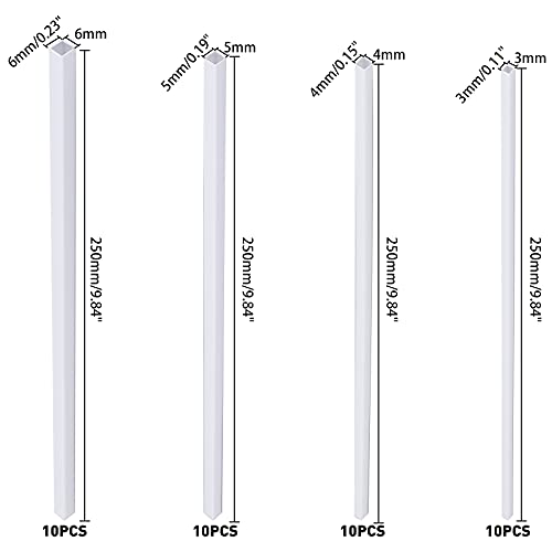 OLYCRAFT 40 unids ABS plástico cuadrado barra barras blanco ABS plástico cuadrado tubo para DIY mesa de arena modelo arquitectónico fabricación