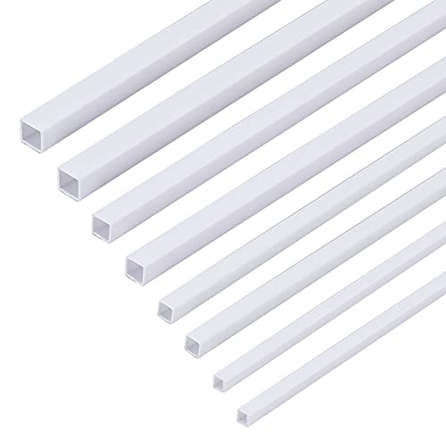 OLYCRAFT 40 unids ABS plástico cuadrado barra barras blanco ABS plástico cuadrado tubo para DIY mesa de arena modelo arquitectónico fabricación