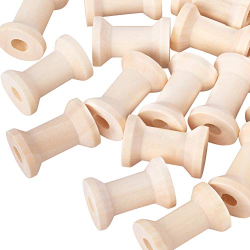 OLYCRAFT, 50 Uds, Bobinas Vacías de Madera Natural Sin Terminar, Bobinas de Hilo de Madera, Burlywood para Máquinas de Coser Y Bordar, 0.6" * 1"