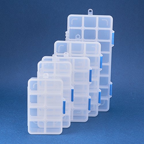 OLYCRAFT 5PCS Organizador de Plástico Caja de Almacenamiento Contenedores Mini Divisor Ajustable Contenedor de Rejilla Extraíble para Joyas - 8 Fajas, 10 Faja, 15 Faja, 18 Faja, 24 Faja