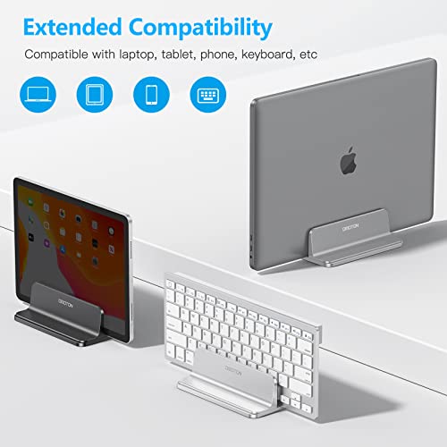 OMOTON Soporte Laptop, Atapta a Macbook Pro/Air, Huawei, DELL y Otros Portátiles y Netbooks, Vertical Soporte para Ordenador de Aluminio con Base Ajustable, Gris