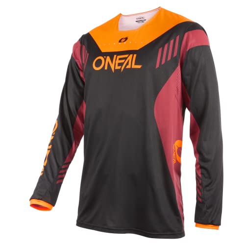 O'Neal | Maillot de Bicicleta de montaña DH Downhill FR Freeride | Material Transpirable, máxima Libertad de Movimiento | Maillot Element FR Hybrid V.22 | Adulto | Negro Rojo Naranja | M