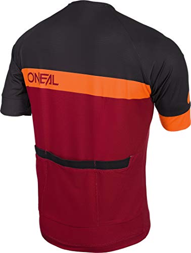 O'Neal | Maillot de Bicicleta de montaña | MTB Mountain Bike DH Downhill FR Freeride | Material Transpirable, Dobladillo elástico, Manga Corta | Maillot aéreo Split | Adultos | Naranja Roja | Talla L