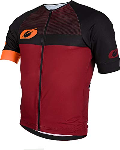 O'Neal | Maillot de Bicicleta de montaña | MTB Mountain Bike DH Downhill FR Freeride | Material Transpirable, Dobladillo elástico, Manga Corta | Maillot aéreo Split | Adultos | Naranja Roja | Talla L