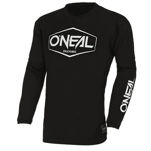 O'Neal | Maillot de Motocross de Manga Larga | MX Enduro | Protección Acolchada en los Codos, Ajuste ergonómico, Transpirable | Maillot de algodón básico Hexx V.22 | Adulto | Blanco Negro | Talla M