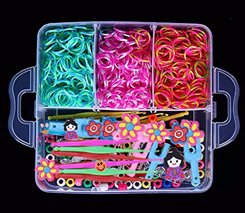 ONECK Gomas de Pulsera para Hacer con 4500 Gomas y Accesorios Caja Pulseras Gomas Bandas de Silicona Para Hacer Pulseras de Colores Bandas Kit