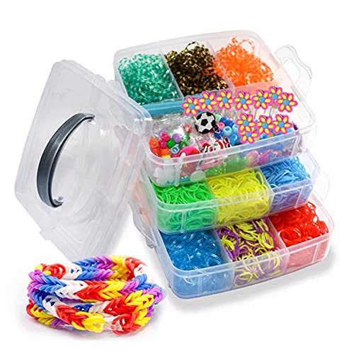 ONECK Gomas de Pulsera para Hacer con 4500 Gomas y Accesorios Caja Pulseras Gomas Bandas de Silicona Para Hacer Pulseras de Colores Bandas Kit