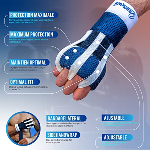 ONOMASTE – Guantes Interiores profesionales ultra acolchados con sistema de enhebrado rápido – vendas de boxeo – vendas Boxeo – vendaje boxeo – Banda de boxeo – Color azul marino