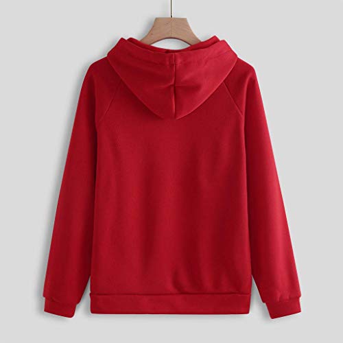 Onsoyours Mujer Chandal Ropa Deportiva Suave y Cómodo Conjunto Deportiva Manga Larga Dobladillo Irregular Hoodie + Pantalones 2 Piezas Deportiva Trajes Yoga Fitness Chándales Rojo M