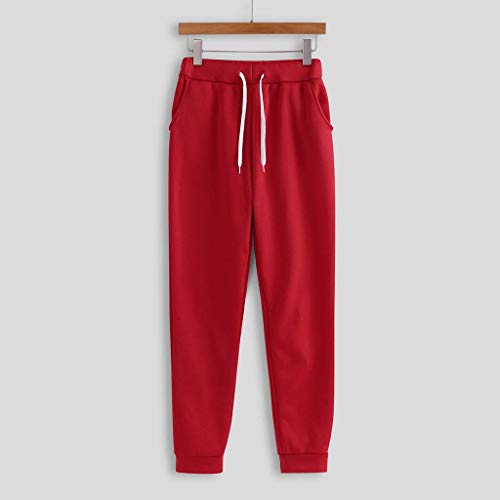 Onsoyours Mujer Chandal Ropa Deportiva Suave y Cómodo Conjunto Deportiva Manga Larga Dobladillo Irregular Hoodie + Pantalones 2 Piezas Deportiva Trajes Yoga Fitness Chándales Rojo M