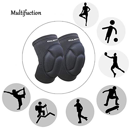 ONTYZZ Protección para la Rodilla Anti-colisión Engrosamiento Rodilleras Transpirables Alta Elasticidad Espesa Esponja Rodillera (1 par) al Voleibol Portero Fútbol Arrodillado Baile Hip Hop Negro/M