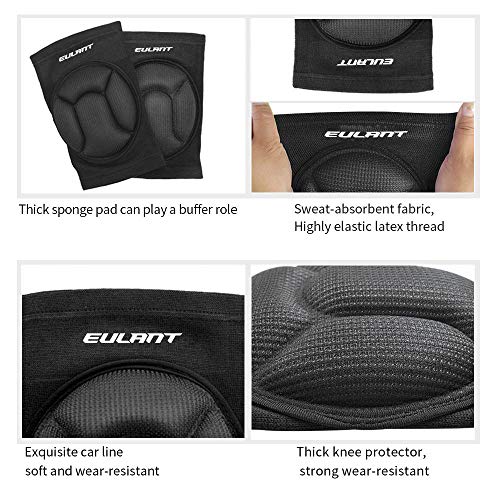 ONTYZZ Protección para la Rodilla Anti-colisión Engrosamiento Rodilleras Transpirables Alta Elasticidad Espesa Esponja Rodillera (1 par) al Voleibol Portero Fútbol Arrodillado Baile Hip Hop Negro/M