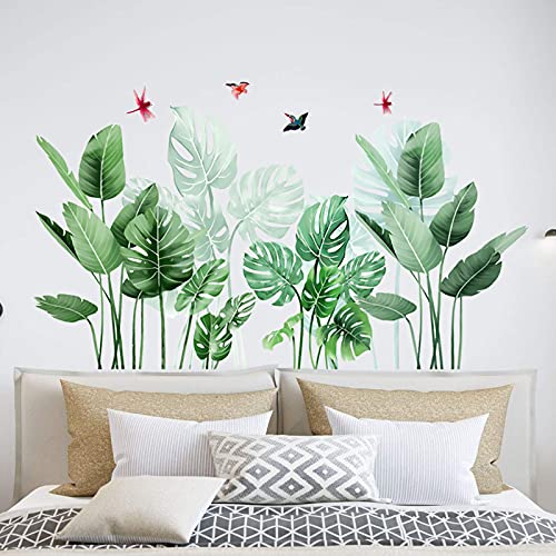 OOTSR Pegatinas de Pared Planta Tropicales, Vinilos de Pared Decorativos Hojas Verde, Murales Adhesivos y Pegatinas de Pared para Sala Habitación Dormitorio Vinilos Pared Decorativos