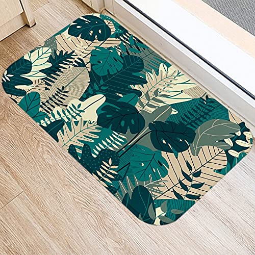 OPLJ Tropical Palm Leaf Cactus Monstera Patrón Alfombra de Puerta Alfombra Alfombra de Piso Interior Alfombra Lavable Antideslizante A3 40x60cm