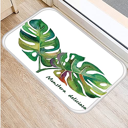 OPLJ Tropical Palm Leaf Cactus Monstera Patrón Alfombra de Puerta Alfombra Alfombra de Piso Interior Alfombra Lavable Antideslizante A3 40x60cm