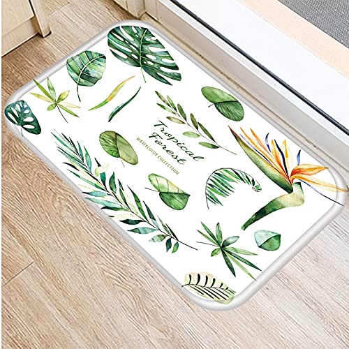 OPLJ Tropical Palm Leaf Cactus Monstera Patrón Alfombra de Puerta Alfombra Alfombra de Piso Interior Alfombra Lavable Antideslizante A3 40x60cm