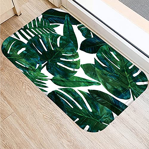 OPLJ Tropical Palm Leaf Cactus Monstera Patrón Alfombra de Puerta Alfombra Alfombra de Piso Interior Alfombra Lavable Antideslizante A3 40x60cm