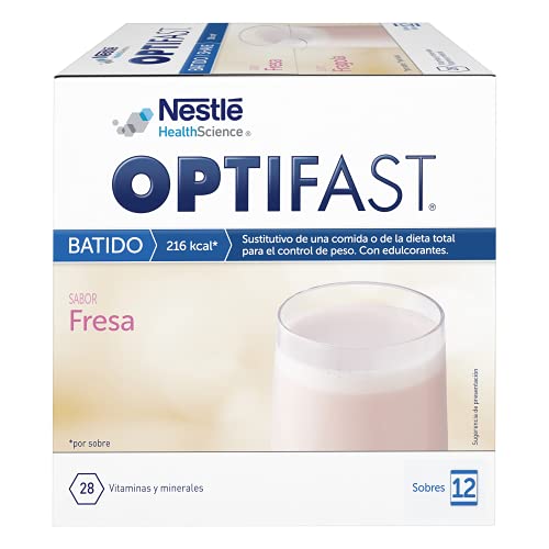 Optifast® Batido - Fresa - 12 sobres de 55 g - Sustitutivos de comida - Ayuda para perder peso o a mantenerlo después de haberlo perdido