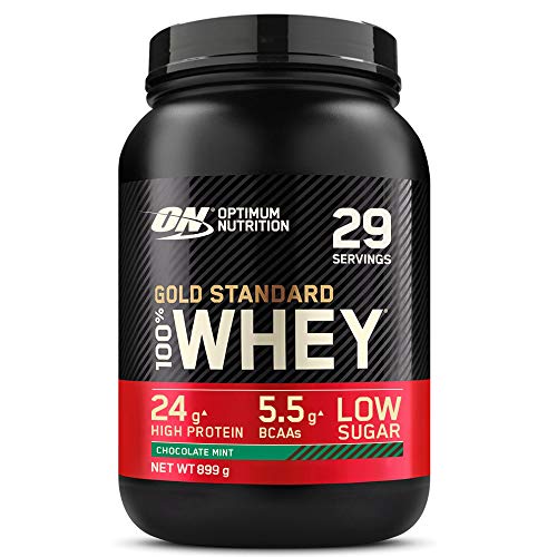 Optimum Nutrition Gold Standard 100% Whey Proteína en Polvo, Glutamina y Aminoácidos Naturales, BCAA, Chocolate y Menta, 29 Porciones, 899 g, Embalaje Puede Variar