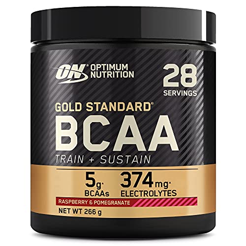 Optimum Nutrition Gold Standard BCAA Polvo, Suplementos Deportivos con Aminoacidos, Vitamina C, Zinc, Magnesio y Electrolitos, Frambuesa y Granada, 28 Porciones, 266g, Embalaje Puede Variar