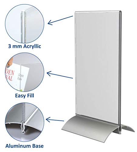 OPUS 2 350061 - Soporte para folletos, acrilico Transparente y base de aluminio, para A5 vertical