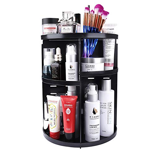 Organizador de Maquillaje Giratorio de Rotación 360 Grados, Ajustable Almacenamiento Cosmético, Soporte de Exhibición Caja de Almacenaje se Adapta a Joyas, Pinceles, Lápices Labiales y más