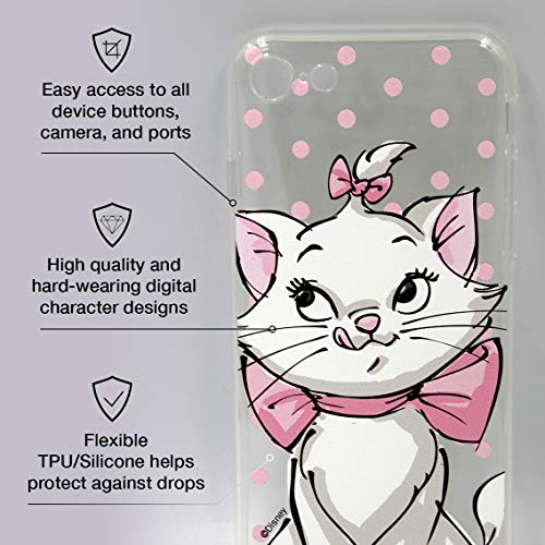 Original y con Licencia Oficial Disney Marie Funda de teléfono móvil para iPhone 7/8/ SE 2 Adaptación óptima a la Forma del Smartphone, Cubierta Protectora de Silicona, parcialmente Transparente