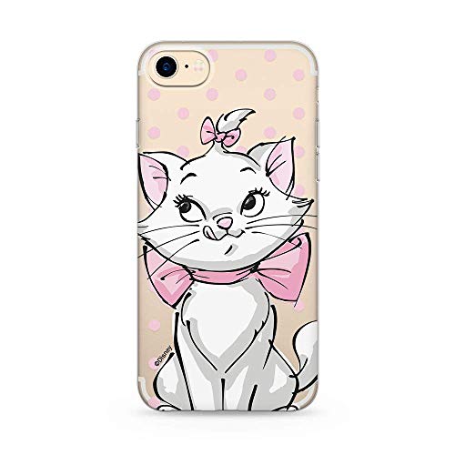 Original y con Licencia Oficial Disney Marie Funda de teléfono móvil para iPhone 7/8/ SE 2 Adaptación óptima a la Forma del Smartphone, Cubierta Protectora de Silicona, parcialmente Transparente