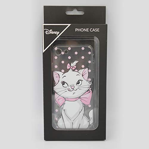 Original y con Licencia Oficial Disney Marie Funda de teléfono móvil para iPhone 7/8/ SE 2 Adaptación óptima a la Forma del Smartphone, Cubierta Protectora de Silicona, parcialmente Transparente