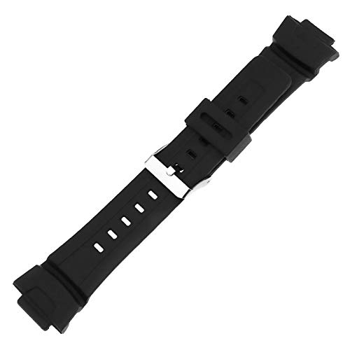 OTOTEC Correa de reloj de 16 mm de caucho negro resistente al agua, compatible con Casio G-SHOCK G101/G100/G2110/G2310