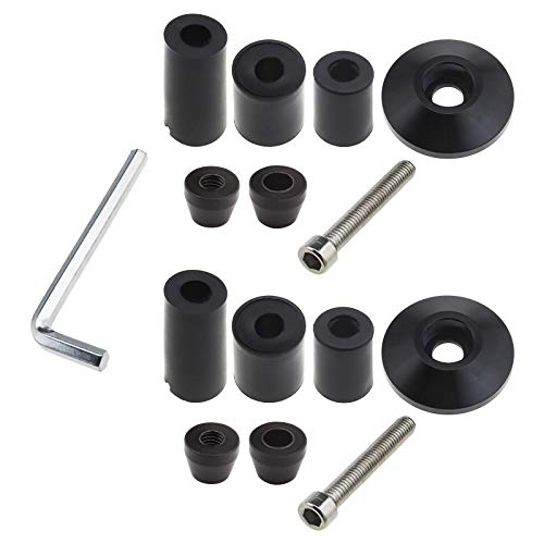 OTOTEC Par de tapas de tapón para manillar de motocicleta de 22 mm, con pernos de expansión, tubos hexagonales, color negro, universal para barras de 7/8 pulgadas