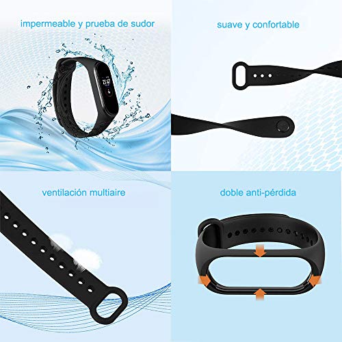 Oumida Correa Compatible con Xiaomi Mi Band 4 Xiaomi Mi Band 3, Pulseras Reloj Recambio Silicona Suave Original para Xiaomi Mi Smart Band 4 (Negro/Rojo/Azul)