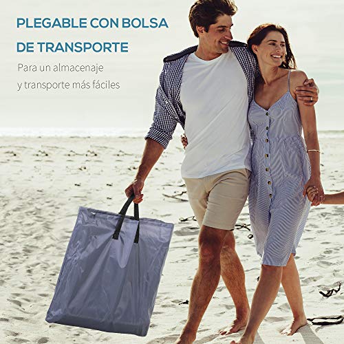 Outsunny Conjunto de 2 Esterillas de Playa con Respaldo Reclinable en 5 Niveles Bolsa de Transporte y Reposacabezas 48x134x36-45 cm Gris