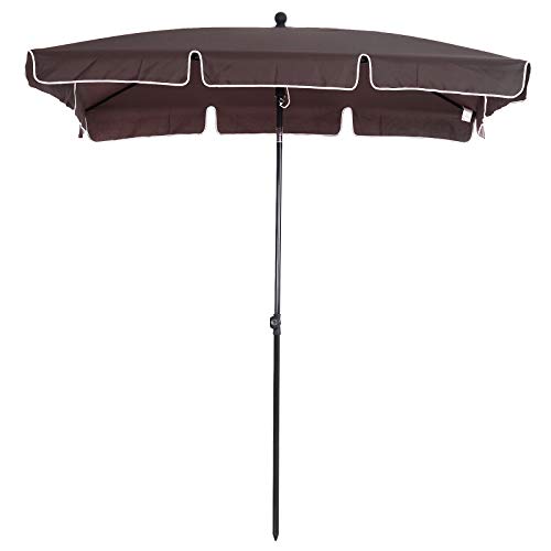 Outsunny Sombrilla Rectangular Grande Parasol con Ángulo Ajustable para Patio Terraza o Jardín 198x130x240cm En Color Marrón