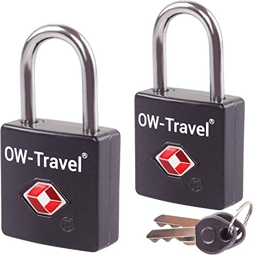 OW-Travel Candado con Llave TSA. Cerraduras para maletas. Candado para Taquilla. Candados para mochilas y maletas. Candado Taquilla Gimnasio. TSA candado seguridad equipaje con Llaves Negro 2