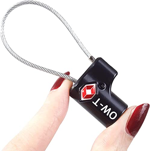 OW-Travel Candado de Cable con Llave TSA, Cable Acero Plastificado. Candado para Taquilla. Candados para mochilas y maletas. Candado Taquilla Gimnasio. TSA Candado Seguridad cable con Llaves Negro 1