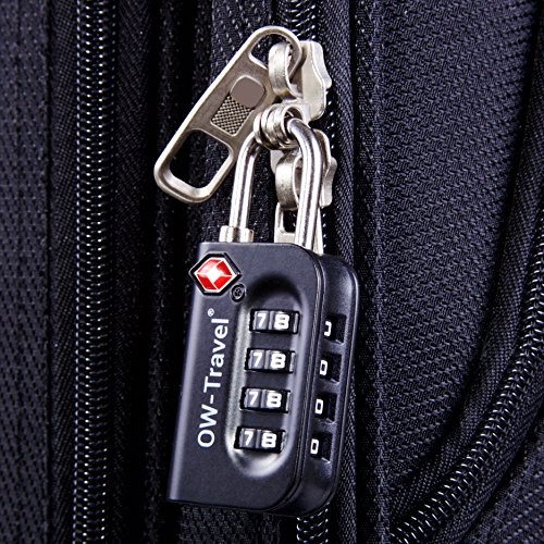 OW-Travel Candado Maleta TSA Anti Robo. Candado numerico 4 Digitos. Candado Combinacion Taquilla. Candados para Mochilas y Maletas. Candado Taquilla Gimnasio. TSA Candado Seguridad Equipaje Negro 3