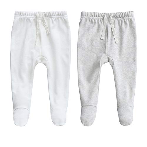 Owlivia 100% algodón orgánico bebé niña 2-Pack Wiggle Pant Jogging Pant