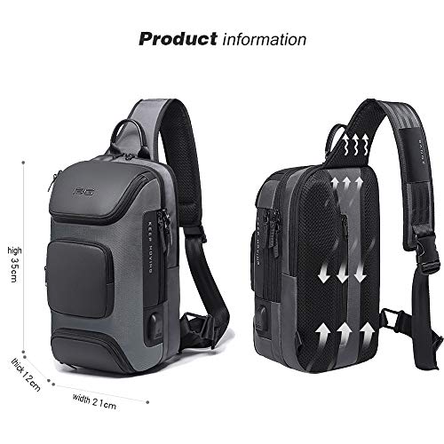 OZUKO Sling Bag Crossbody Bolsos Bandolera Hombre, Bolsa Antirobo de Hombro Bandoleras Cruzada con USB Bolsa de Mochila Sling Bag para Negocio Ciclismo Viaje (Negro 1)