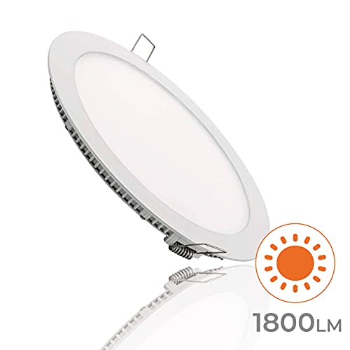 Pack 10x Panel Downlight LED Redondo plano. 220mm, 20W. Color Blanco Neutro (4500K). 1800 Lumenes. Driver incluido. Placa LED slim.