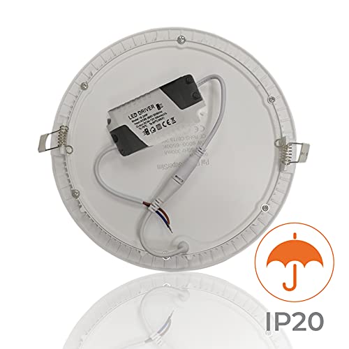 Pack 10x Panel Downlight LED Redondo plano. 220mm, 20W. Color Blanco Neutro (4500K). 1800 Lumenes. Driver incluido. Placa LED slim.