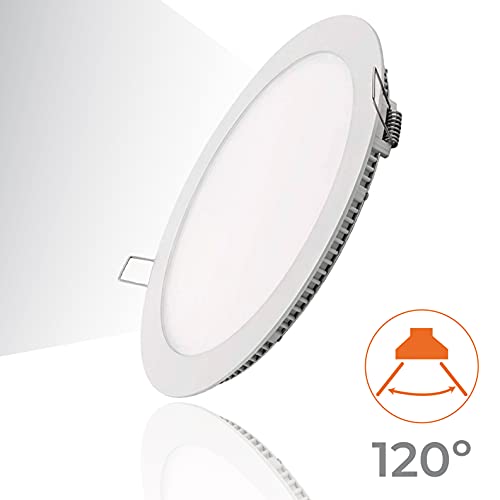 Pack 10x Panel Downlight LED Redondo plano. 220mm, 20W. Color Blanco Neutro (4500K). 1800 Lumenes. Driver incluido. Placa LED slim.