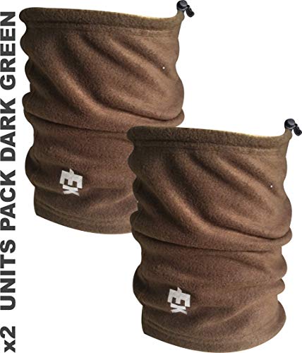 Pack 2 Unidades Braga Polar EKEKO 7PICOS Convertible en Gorro con Cierre Elastico, Pañuelo de Cuello de Tubo, con Cierre Elastico con Prisionero de Pinza. Prenda de Invierno. (Verde)