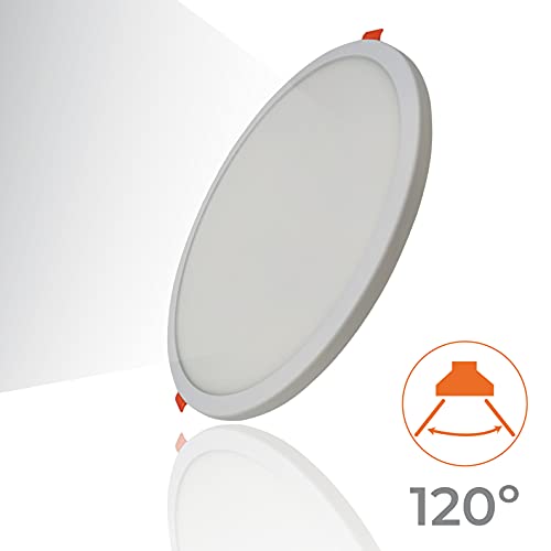 Pack 5x Panel Led Redondo Plano, 20 W, Corte Ajustable (50-180 mm). Blanco frio 6500K. 1800 Lumenes reales. Driver incluido.