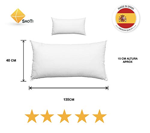 Pack de 1/2/4 Almohadas Indeformables, de Fibra Hueca de Alta Recuperacion, Antialérgicas, Lavables. Tela Exterior súper Suave al Tacto. Higiene Garantizada. (1, 135_x_40_cm)