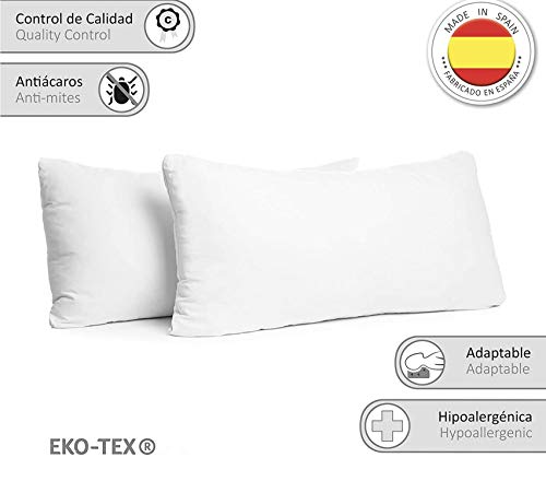 Pack de 1/2/4 Almohadas Indeformables, de Fibra Hueca de Alta Recuperacion, Antialérgicas, Lavables. Tela Exterior súper Suave al Tacto. Higiene Garantizada. (1, 135_x_40_cm)