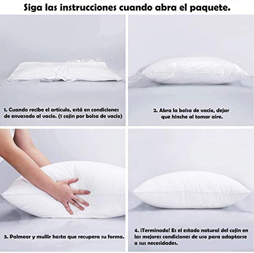 Pack de 1/2/4 Almohadas Indeformables, de Fibra Hueca de Alta Recuperacion, Antialérgicas, Lavables. Tela Exterior súper Suave al Tacto. Higiene Garantizada. (1, 135_x_40_cm)