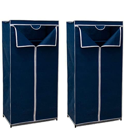 Pack de 2 Armarios TNT Modelo Lidia 160 x 75 x 46 cm, Armario Organizador de Ropa Plegable de Tela, ropero Tejido no Tejido, guardarropa Desmontable con Cremallera, Estante y Barra, Color Aleatorio