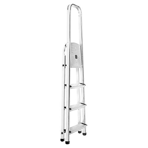 packer PRO Escaleras Plegables Aluminio de Tijera Super Resistente hasta 150Kg, Acero y Aluminio Antideslizantes, Altura de Trabajo hasta 280cm, 4 Peldaños