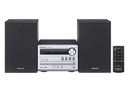 Panasonic SC-PM250 - Microcadena (Hi- Fi, Bluetooth, Equipo De Sonido Para Tu Hogar, CD, Bluetooth, USB, MP3, Radio FM, 20W (RMS),Diseño compacto, Ecualizador)-Color Plata